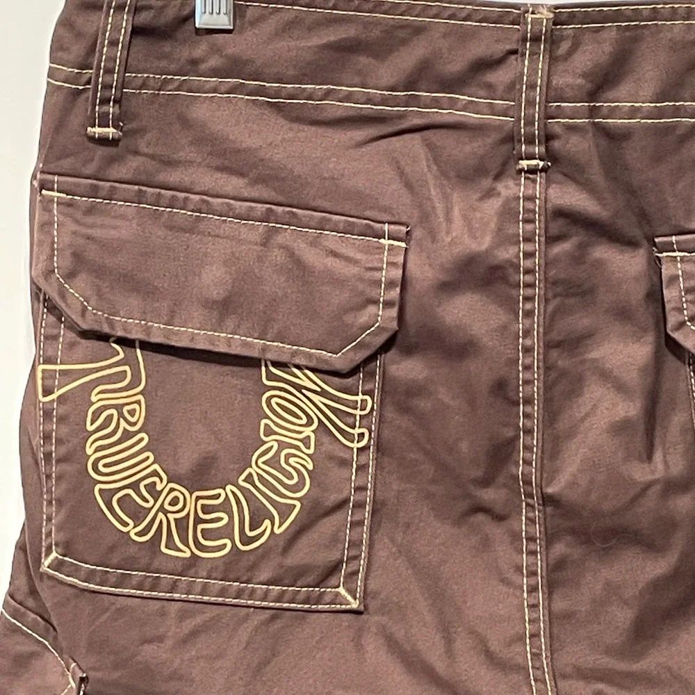 True‎ Religion Mens Bracken Brown Cargo Pants Contrast Stitch Straight Size 30